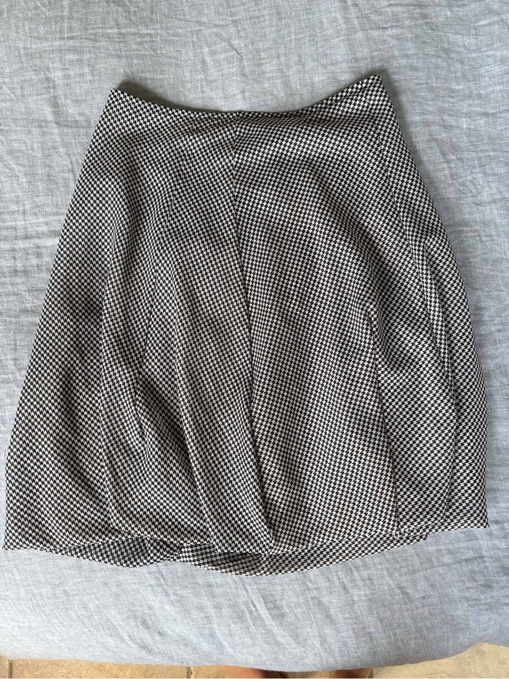 Junya Watanabe Black and White Houndstooth A-Line Skirt
